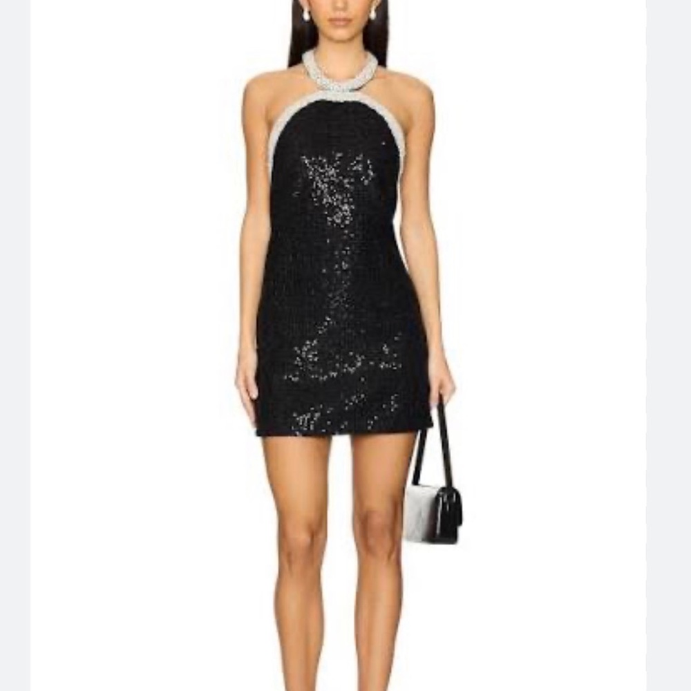Self-Portrait Black Mini Dress with embellishments